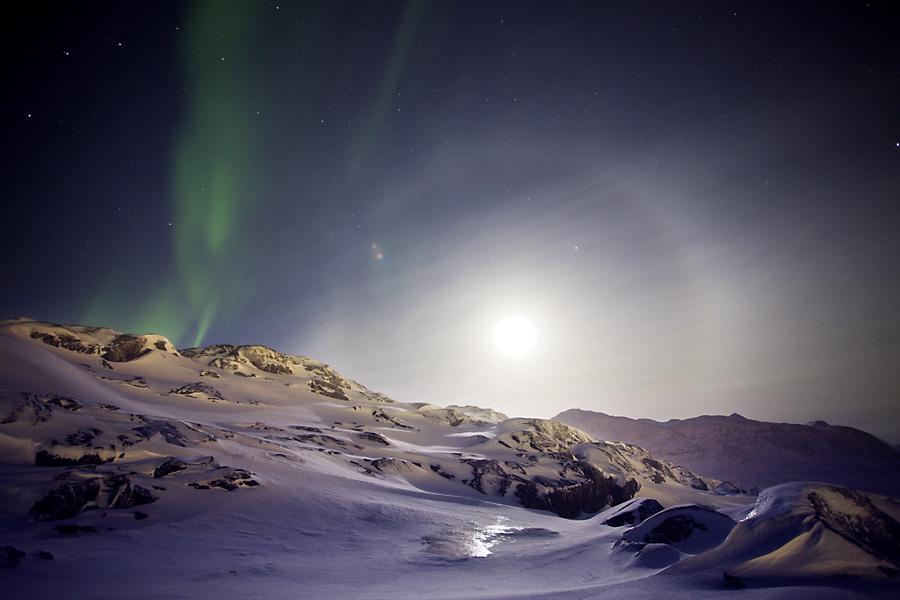 Aurora and the moon
