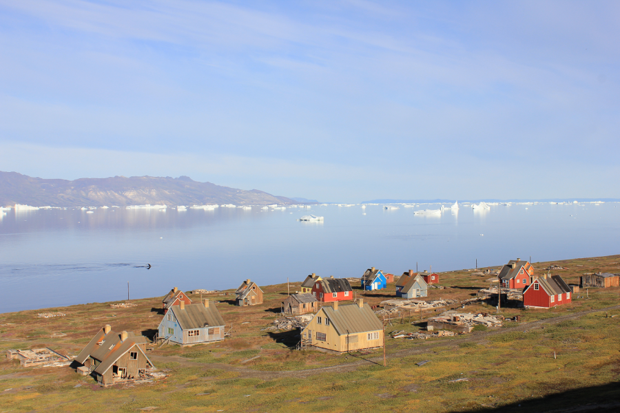 Hvaler foran Qullissat i helt stille vejr, august 2013